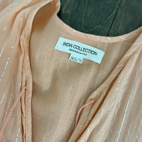 Emerson Fry Heirloom Dress, Peach Silver Lurex, Size XS/S - Picture 5 of 5